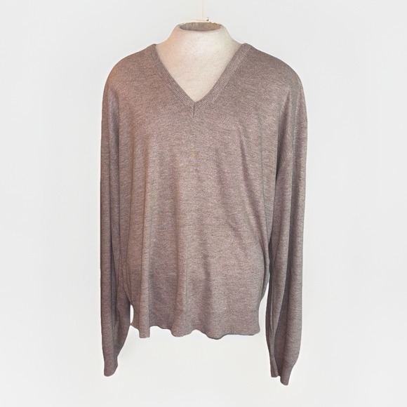 Vintage London Fog Men's V-Neck Sweater Size XLT 100% Acrylic Made in USA Beige - Picture 1 of 4